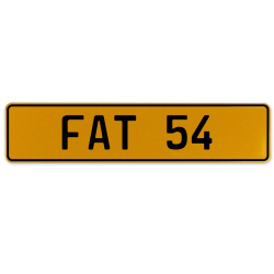 FAT 54  - Yellow Aluminum Street Sign Mancave Euro Plate Name Door Sign Wall