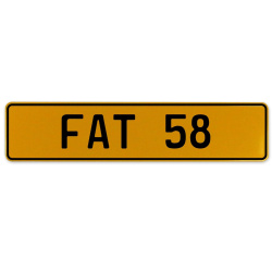 FAT 58  - Yellow Aluminum Street Sign Mancave Euro Plate Name Door Sign Wall