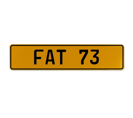 FAT 73  - Yellow Aluminum Street Sign Mancave Euro Plate Name Door Sign Wall