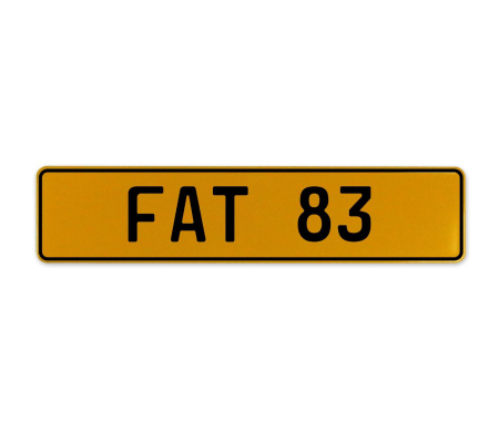 FAT 83  - Yellow Aluminum Street Sign Mancave Euro Plate Name Door Sign Wall