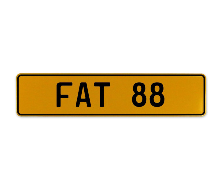 FAT 88  - Yellow Aluminum Street Sign Mancave Euro Plate Name Door Sign Wall