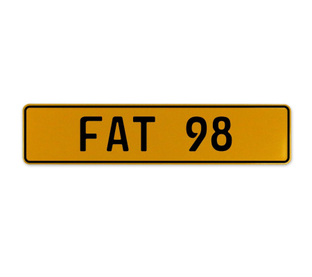 FAT 98  - Yellow Aluminum Street Sign Mancave Euro Plate Name Door Sign Wall