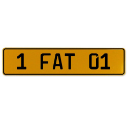 1 FAT 01  - Yellow Aluminum Street Sign Mancave Euro Plate Name Door Sign Wall