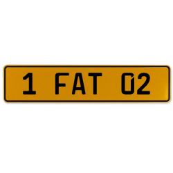 1 FAT 02  - Yellow Aluminum Street Sign Mancave Euro Plate Name Door Sign Wall