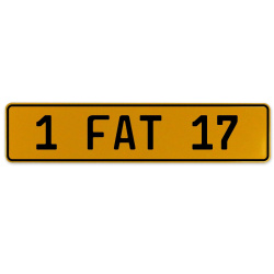 1 FAT 17  - Yellow Aluminum Street Sign Mancave Euro Plate Name Door Sign Wall