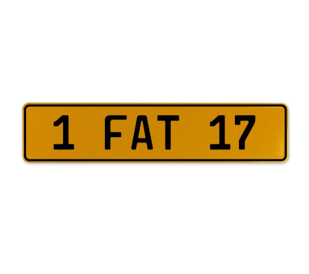 1 FAT 17  - Yellow Aluminum Street Sign Mancave Euro Plate Name Door Sign Wall