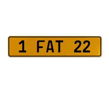 1 FAT 22  - Yellow Aluminum Street Sign Mancave Euro Plate Name Door Sign Wall