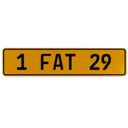 1 FAT 29  - Yellow Aluminum Street Sign Mancave Euro Plate Name Door Sign Wall