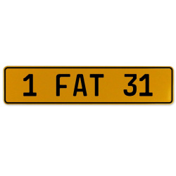 1 FAT 31  - Yellow Aluminum Street Sign Mancave Euro Plate Name Door Sign Wall