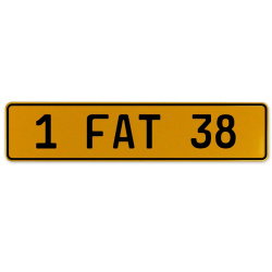 1 FAT 38  - Yellow Aluminum Street Sign Mancave Euro Plate Name Door Sign Wall