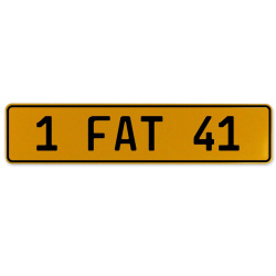 1 FAT 41  - Yellow Aluminum Street Sign Mancave Euro Plate Name Door Sign Wall