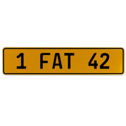 1 FAT 42  - Yellow Aluminum Street Sign Mancave Euro Plate Name Door Sign Wall