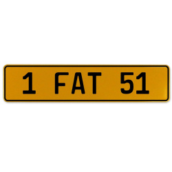 1 FAT 51  - Yellow Aluminum Street Sign Mancave Euro Plate Name Door Sign Wall