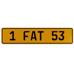 1 FAT 53  - Yellow Aluminum Street Sign Mancave Euro Plate Name Door Sign Wall