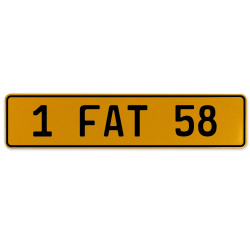 1 FAT 58  - Yellow Aluminum Street Sign Mancave Euro Plate Name Door Sign Wall