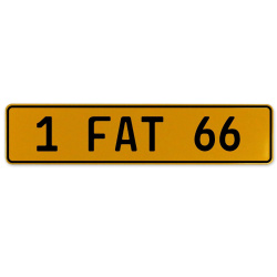 1 FAT 66  - Yellow Aluminum Street Sign Mancave Euro Plate Name Door Sign Wall