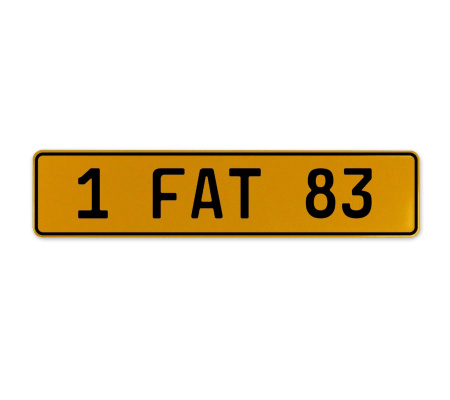 1 FAT 83  - Yellow Aluminum Street Sign Mancave Euro Plate Name Door Sign Wall