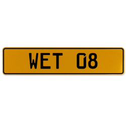 WET 08  - Yellow Aluminum Street Sign Mancave Euro Plate Name Door Sign Wall
