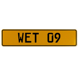 WET 09  - Yellow Aluminum Street Sign Mancave Euro Plate Name Door Sign Wall