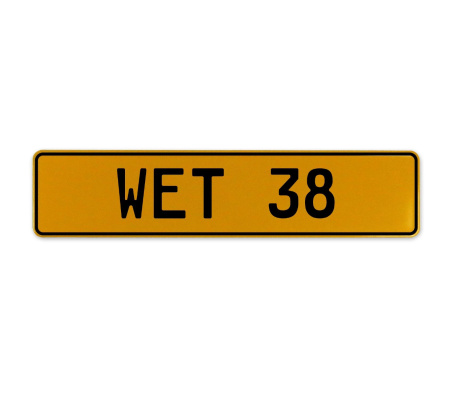 WET 38  - Yellow Aluminum Street Sign Mancave Euro Plate Name Door Sign Wall