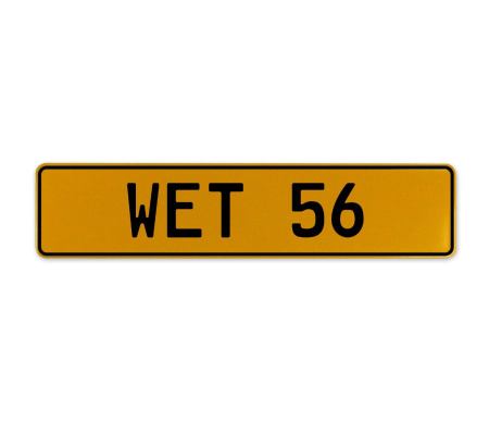 WET 56  - Yellow Aluminum Street Sign Mancave Euro Plate Name Door Sign Wall