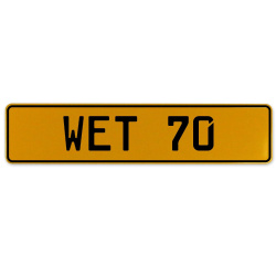 WET 70  - Yellow Aluminum Street Sign Mancave Euro Plate Name Door Sign Wall
