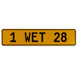 1 WET 28  - Yellow Aluminum Street Sign Mancave Euro Plate Name Door Sign Wall