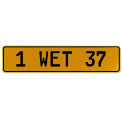 1 WET 37  - Yellow Aluminum Street Sign Mancave Euro Plate Name Door Sign Wall