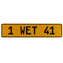 1 WET 41  - Yellow Aluminum Street Sign Mancave Euro Plate Name Door Sign Wall