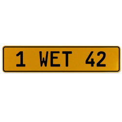 1 WET 42  - Yellow Aluminum Street Sign Mancave Euro Plate Name Door Sign Wall