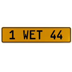 1 WET 44  - Yellow Aluminum Street Sign Mancave Euro Plate Name Door Sign Wall