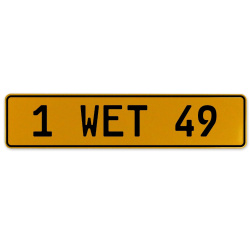 1 WET 49  - Yellow Aluminum Street Sign Mancave Euro Plate Name Door Sign Wall
