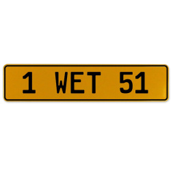1 WET 51  - Yellow Aluminum Street Sign Mancave Euro Plate Name Door Sign Wall