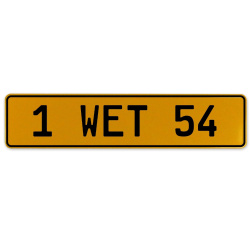 1 WET 54  - Yellow Aluminum Street Sign Mancave Euro Plate Name Door Sign Wall