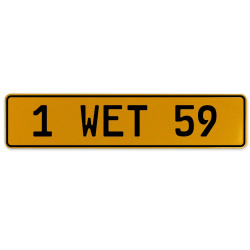 1 WET 59  - Yellow Aluminum Street Sign Mancave Euro Plate Name Door Sign Wall