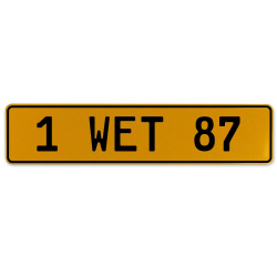 1 WET 87  - Yellow Aluminum Street Sign Mancave Euro Plate Name Door Sign Wall