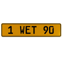 1 WET 90  - Yellow Aluminum Street Sign Mancave Euro Plate Name Door Sign Wall