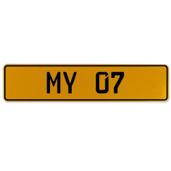 MY 07  - Yellow Aluminum Street Sign Mancave Euro Plate Name Door Sign Wall Art