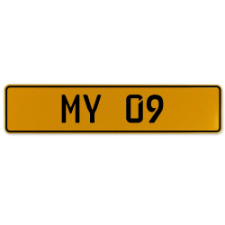 MY 09  - Yellow Aluminum Street Sign Mancave Euro Plate Name Door Sign Wall Art