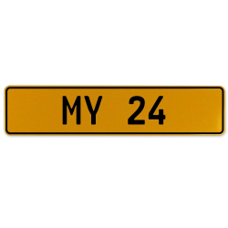MY 24  - Yellow Aluminum Street Sign Mancave Euro Plate Name Door Sign Wall Art
