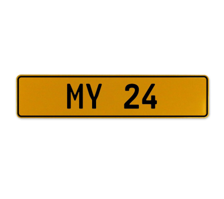 MY 24  - Yellow Aluminum Street Sign Mancave Euro Plate Name Door Sign Wall Art