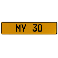 MY 30  - Yellow Aluminum Street Sign Mancave Euro Plate Name Door Sign Wall Art