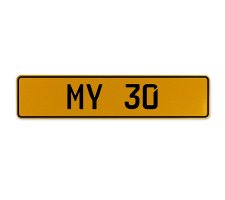MY 30  - Yellow Aluminum Street Sign Mancave Euro Plate Name Door Sign Wall Art