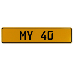 MY 40  - Yellow Aluminum Street Sign Mancave Euro Plate Name Door Sign Wall Art