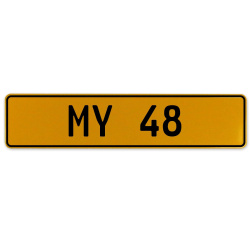 MY 48  - Yellow Aluminum Street Sign Mancave Euro Plate Name Door Sign Wall Art