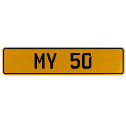 MY 50  - Yellow Aluminum Street Sign Mancave Euro Plate Name Door Sign Wall Art