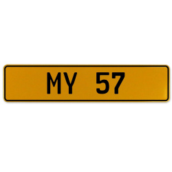 MY 57  - Yellow Aluminum Street Sign Mancave Euro Plate Name Door Sign Wall Art