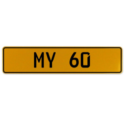 MY 60  - Yellow Aluminum Street Sign Mancave Euro Plate Name Door Sign Wall Art