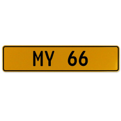 MY 66  - Yellow Aluminum Street Sign Mancave Euro Plate Name Door Sign Wall Art