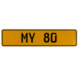 MY 80  - Yellow Aluminum Street Sign Mancave Euro Plate Name Door Sign Wall Art